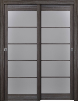 PALLADIO 5 LITE VETRO GRAY OAK BYPASS BELLDINNI MODERN INTERIOR DOOR - 5