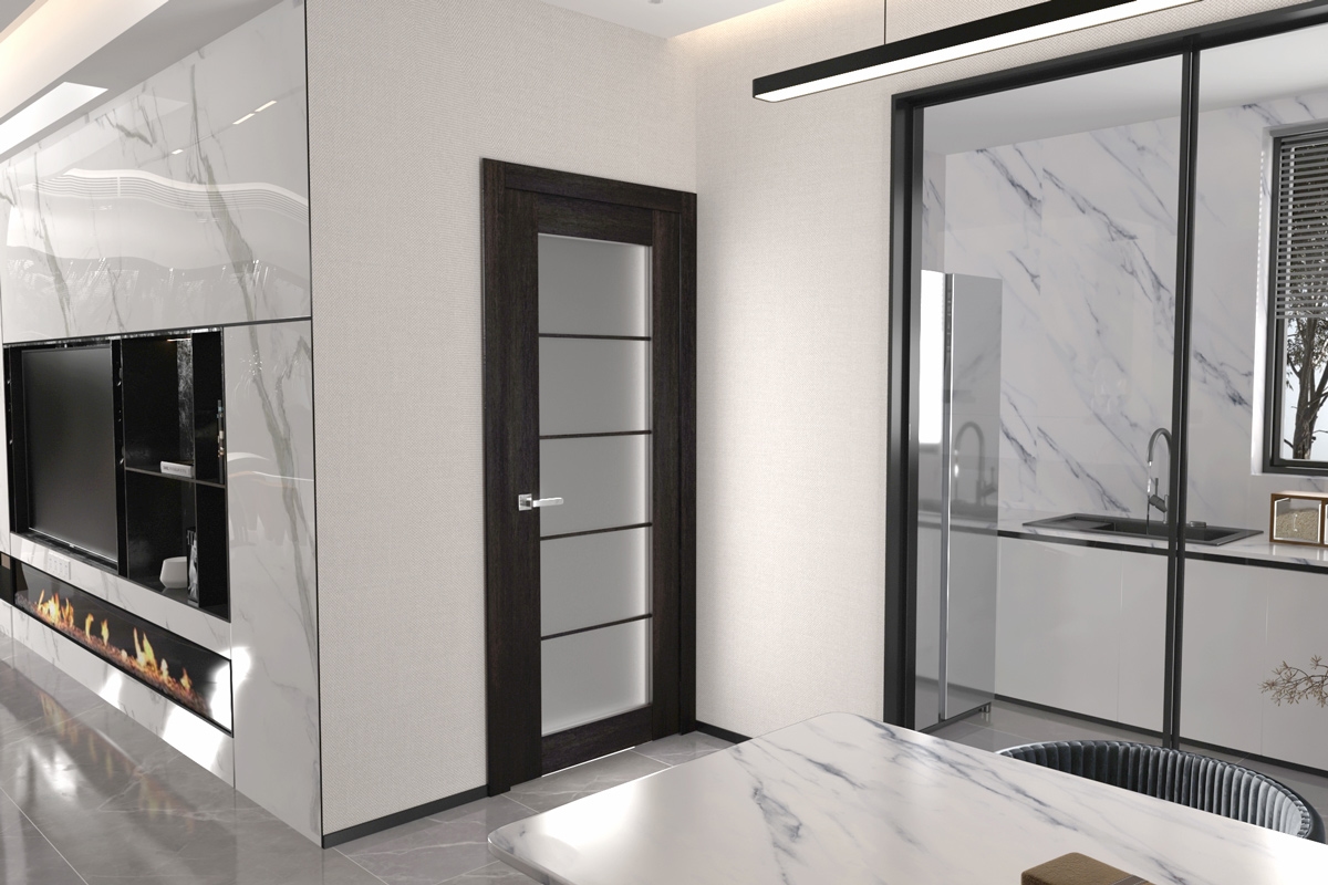 AVON 5 LITE VETRO VERALINGA OAK DOUBLE BELLDINNI MODERN INTERIOR DOOR - 4