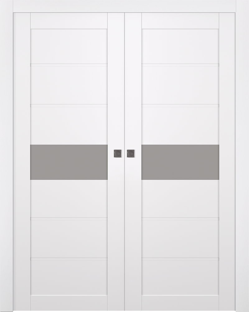 EDNA VETRO SNOW WHITE DOUBLE POCKET BELLDINNI MODERN INTERIOR DOOR - 1