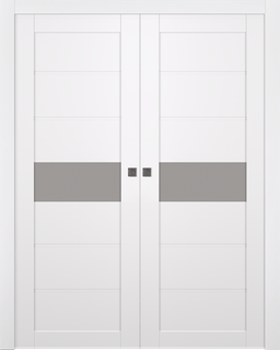 EDNA VETRO SNOW WHITE DOUBLE POCKET BELLDINNI MODERN INTERIOR DOOR - 1