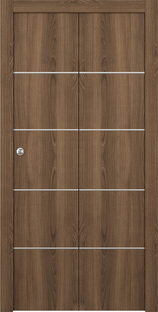 OPTIMA 4H PECAN NUTWOOD BI-FOLD DOORS BELLDINNI MODERN INTERIOR DOOR - 4