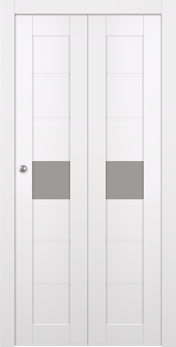 EDNA VETRO SNOW WHITE BI-FOLD BELLDINNI MODERN INTERIOR DOOR - 1