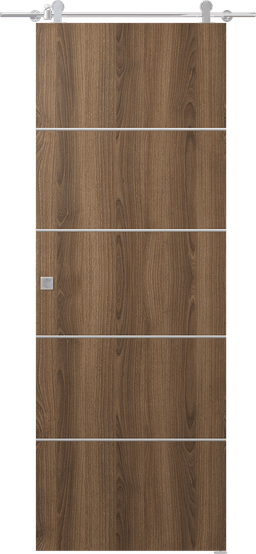 OPTIMA 4H PECAN NUTWOOD BARN DOORS BELLDINNI MODERN INTERIOR DOOR - 4