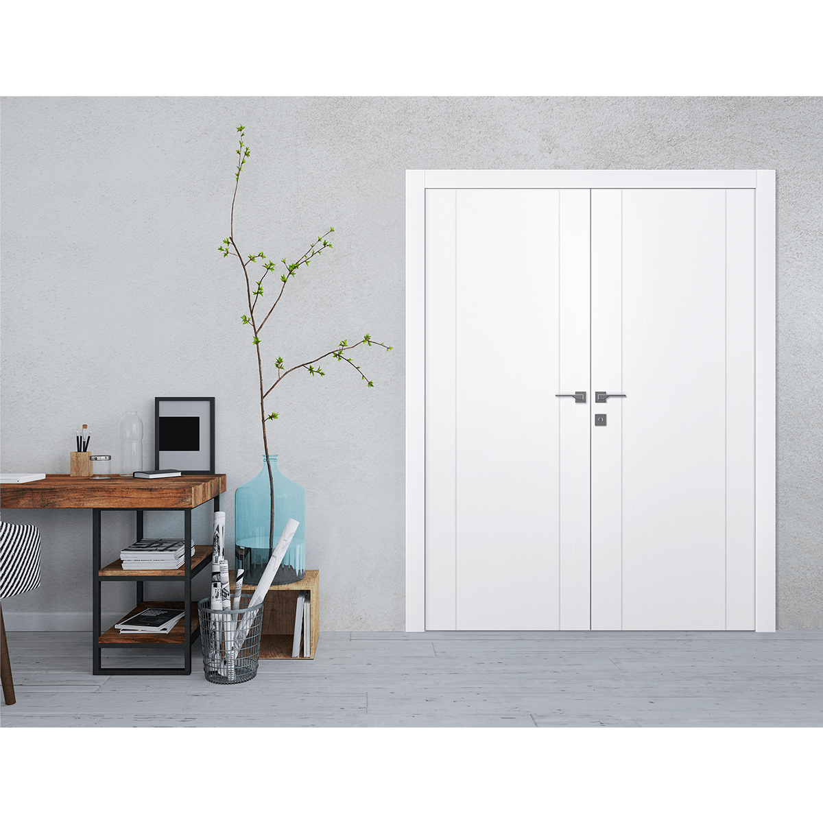 OPTIMA 2U SNOW WHITE DOUBLE BELLDINNI MODERN INTERIOR DOOR - 2