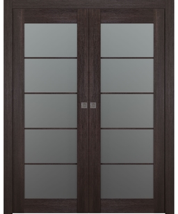 AVON 5 LITE VETRO VERALINGA OAK DOUBLE POCKET BELLDINNI MODERN INTERIOR DOOR - 1