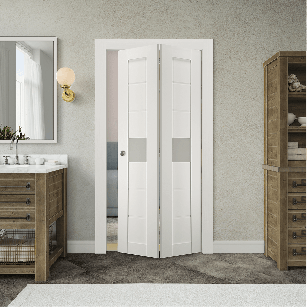 EDNA VETRO BIANCO NOBLE BI-FOLD BELLDINNI MODERN INTERIOR DOOR - 1